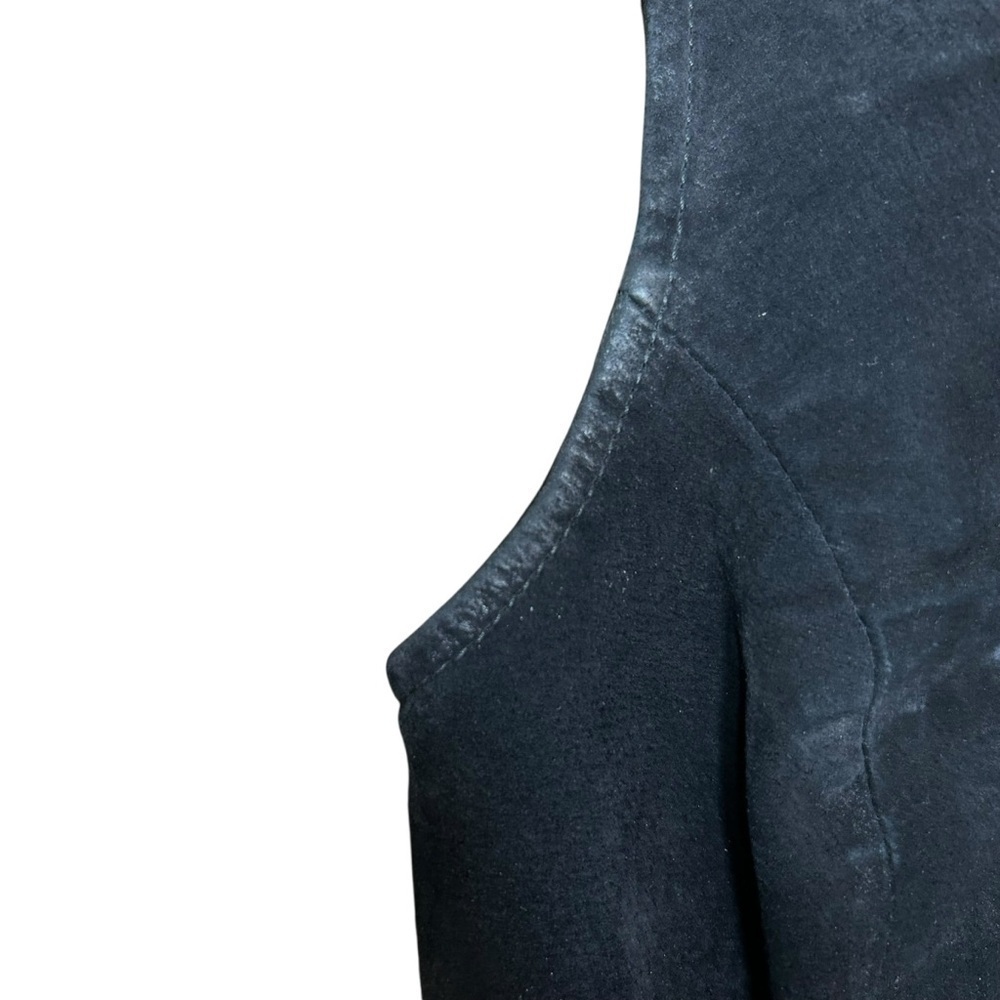 Morgan Taylor vintage black suede sleeveless sheath dress XS scoop back biker - Picture 10 of 10